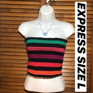 Striped Smocked Cropped Top Size L